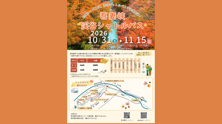 吾妻峡 渓谷シャトルバス運行（東吾妻町）【10月31日（土）〜11月15日（日）】