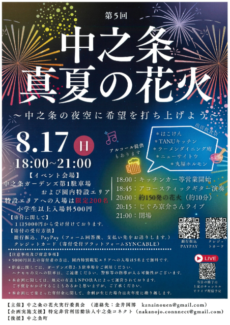 中之条真夏の花火【8月17日（日）】